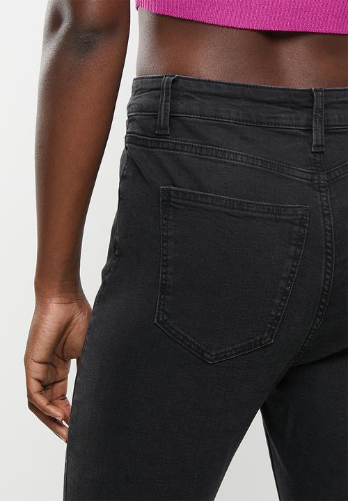 Cotton On - High rise cropped skinny jean - worn black rip