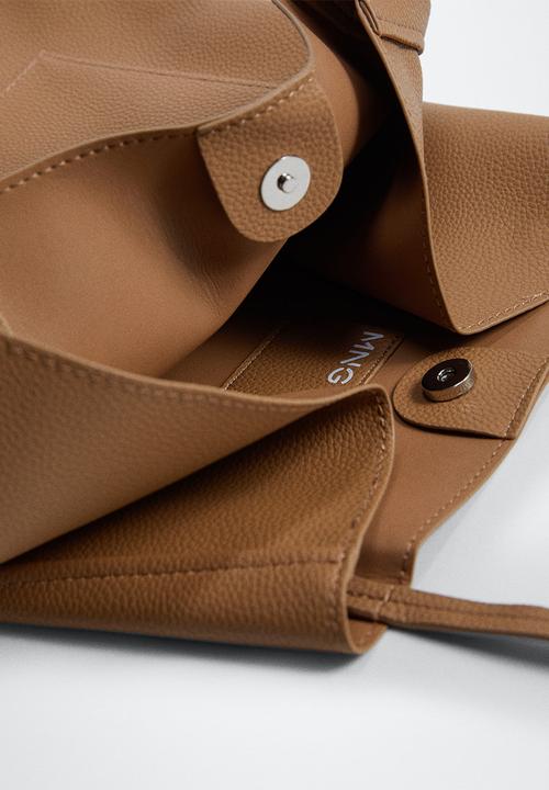 MANGO - Pocket shopper bag - stone
