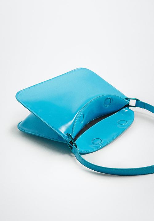 MANGO - Patent leather shoulder bag - turquoise
