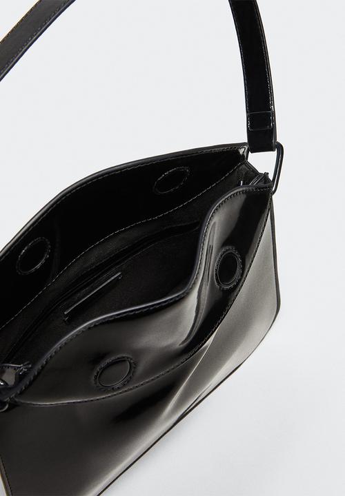 MANGO - Patent leather shoulder bag - black