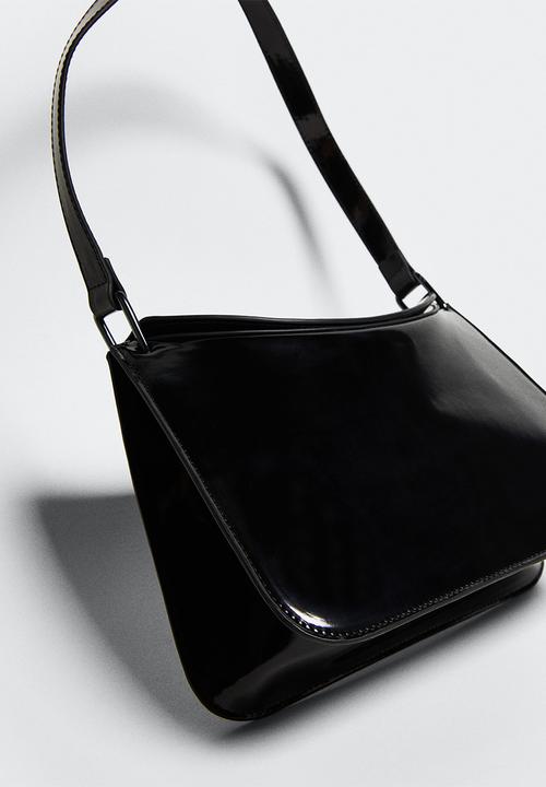MANGO - Patent leather shoulder bag - black