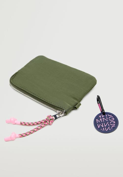 MANGO - Logo coin purse with zip - khaki