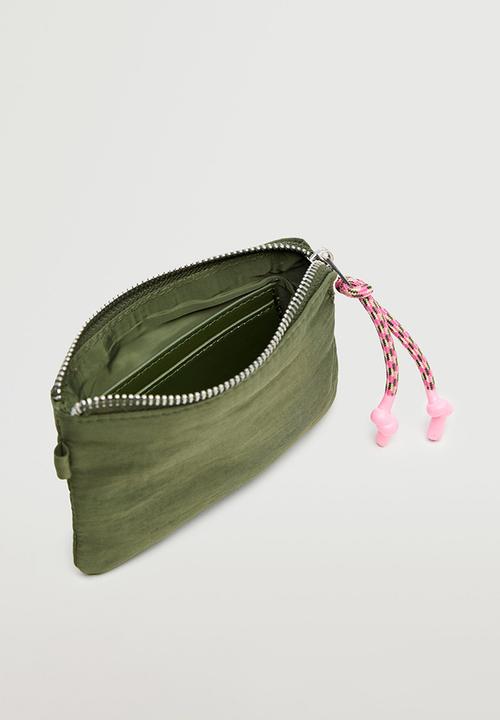 MANGO - Logo coin purse with zip - khaki