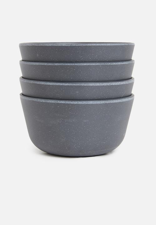 Excellent Houseware - Melamine bowl set of 4 - charcoal