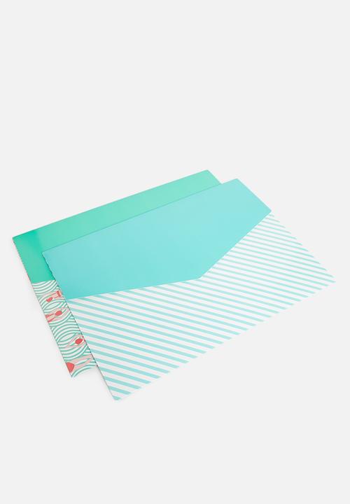 H&S - A4 Document wallet set of 2 - blue & green 