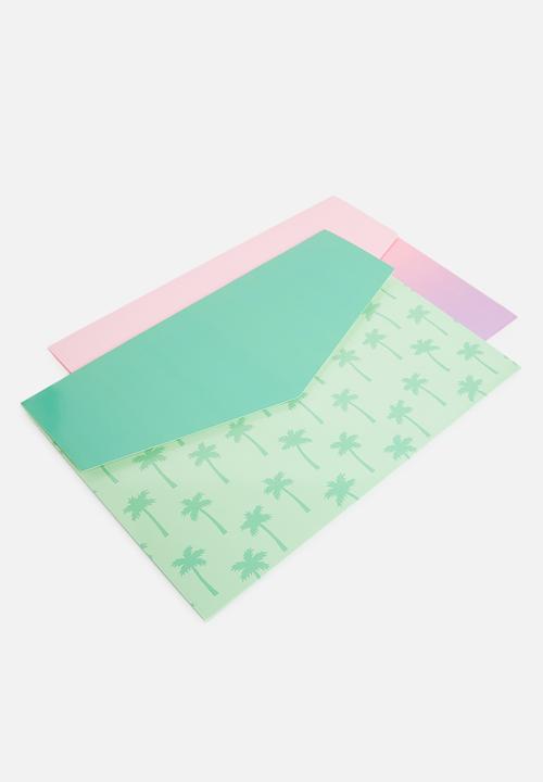 H&S - A4 document wallet set of 2 - pink & green 