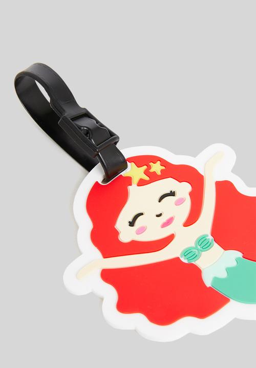H&S - Mermaid luggage tag - red & green 