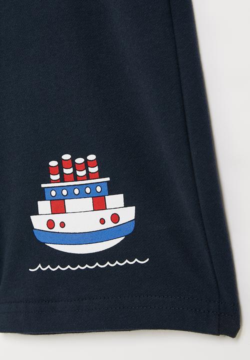 Pop Candy - Boys graphic fleece shorts - navy