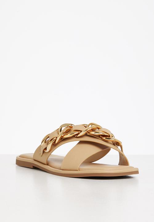 Footwork - Gemini chain cross strap sandal - beige