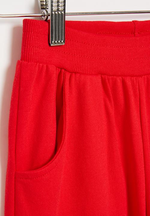 Pop Candy - Boys plain fleece shorts - red