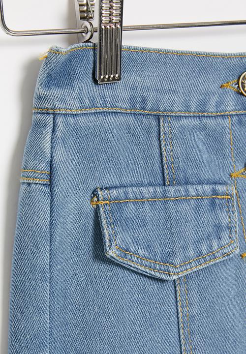 Pop Candy - Girls denim skirt with buttons - blue