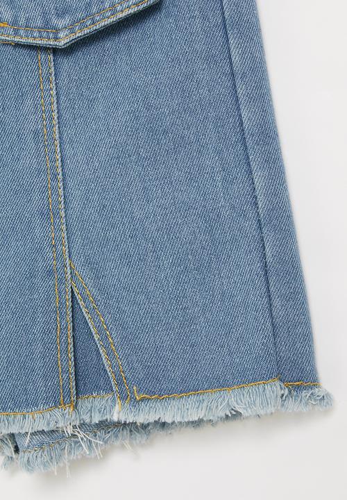 Pop Candy - Girls denim skirt with buttons - blue