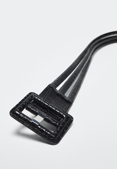 MANGO - Square buckle belt - black