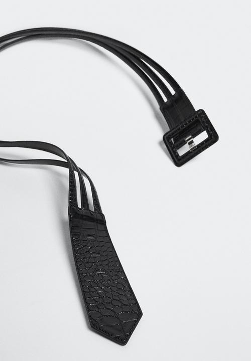 MANGO - Square buckle belt - black