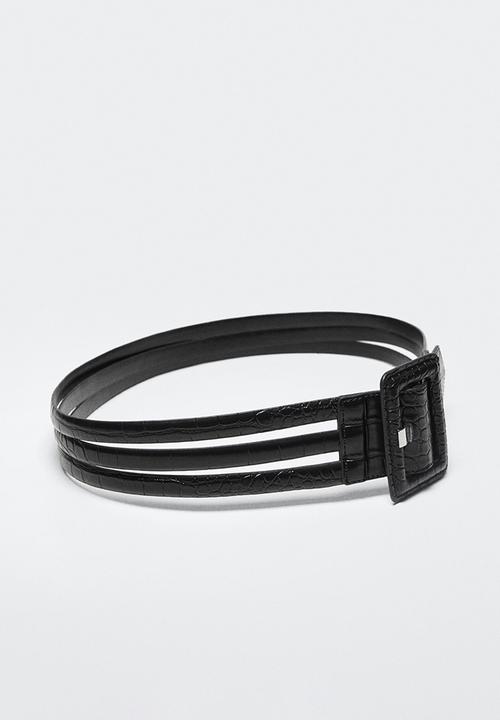 MANGO - Square buckle belt - black