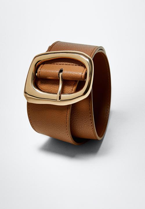 MANGO - Metal buckle belt - brown