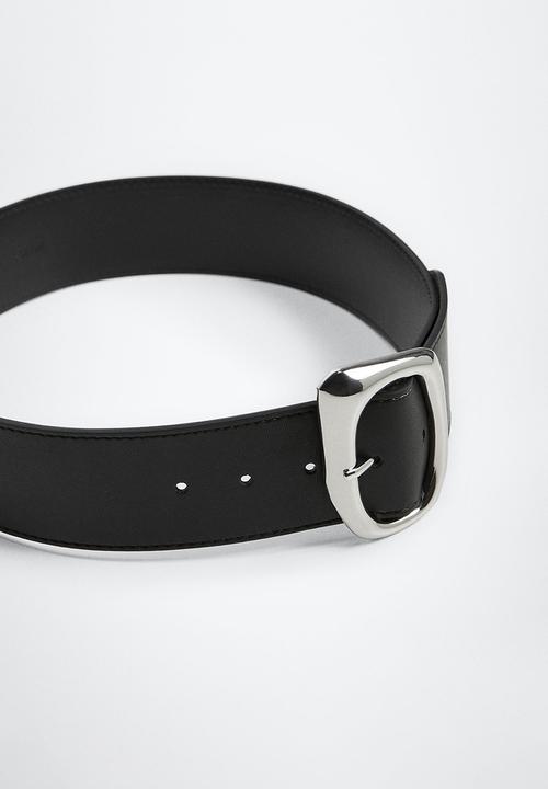MANGO - Metal buckle belt - black
