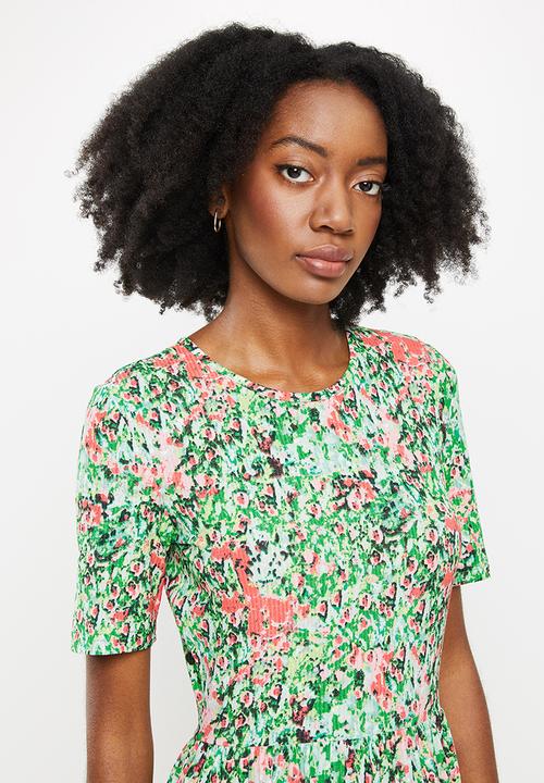 Jacqueline de Yong - Svan short sleeve o-neck long dress - pepper green