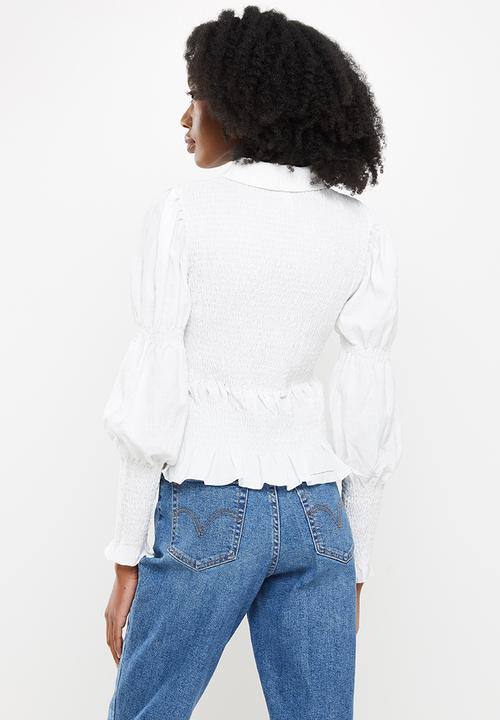 ONLY - Thalia long sleeve smock top - cloud dancer