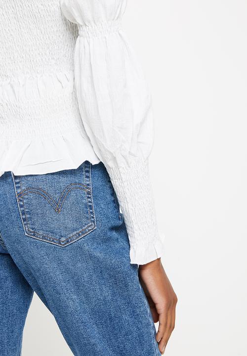 ONLY - Thalia long sleeve smock top - cloud dancer