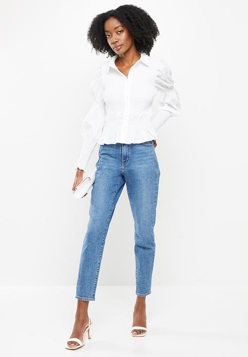 ONLY - Thalia long sleeve smock top - cloud dancer