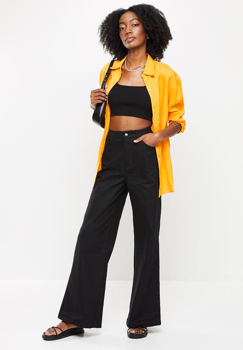 Me&B - High waisted wide leg jeans - black