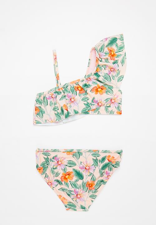 Rebel Republic - Girls floral 2 piece bikini - peach