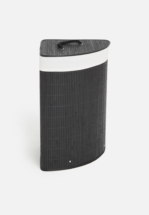 Storage Solutions - Corner bamboo laundry basket-black