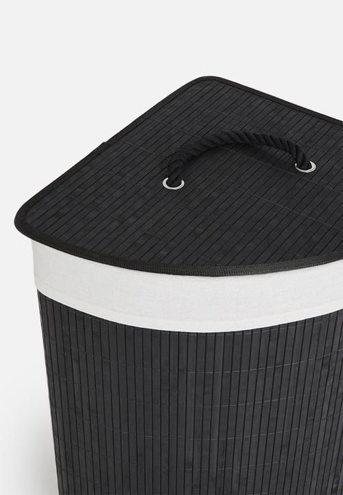 Storage Solutions - Corner bamboo laundry basket-black
