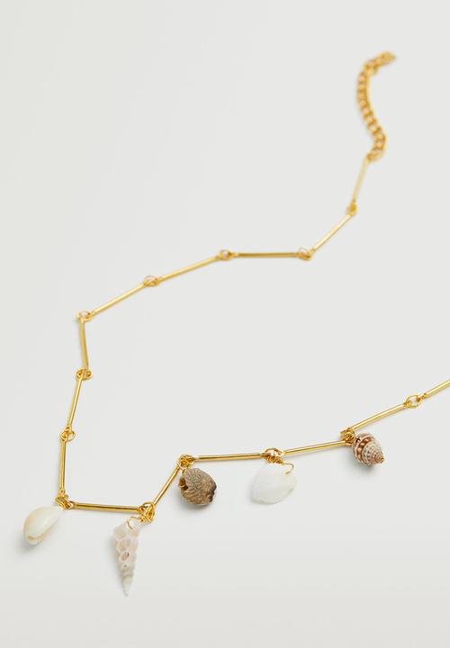 MANGO - Shell bead necklace - gold
