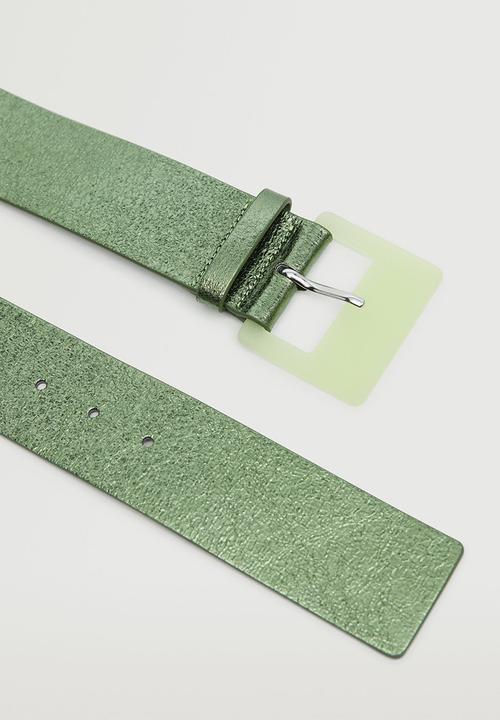 MANGO - Buckle metallic belt - green