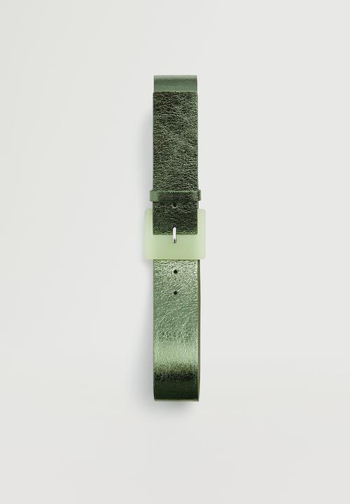 MANGO - Buckle metallic belt - green