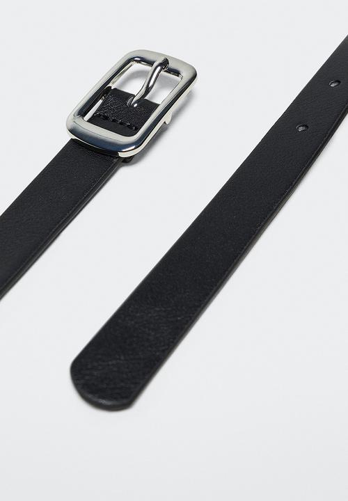 MANGO - Square buckle belt - black