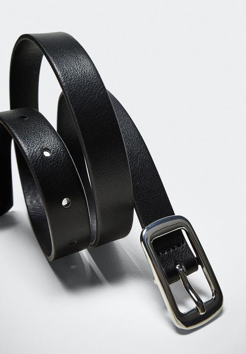MANGO - Square buckle belt - black