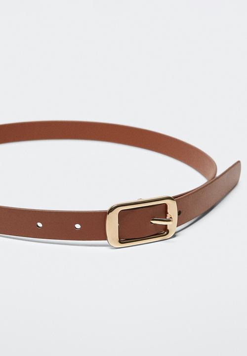 MANGO - Square buckle belt - brown