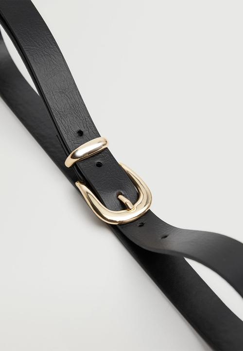 MANGO - Oval buckle belt - black