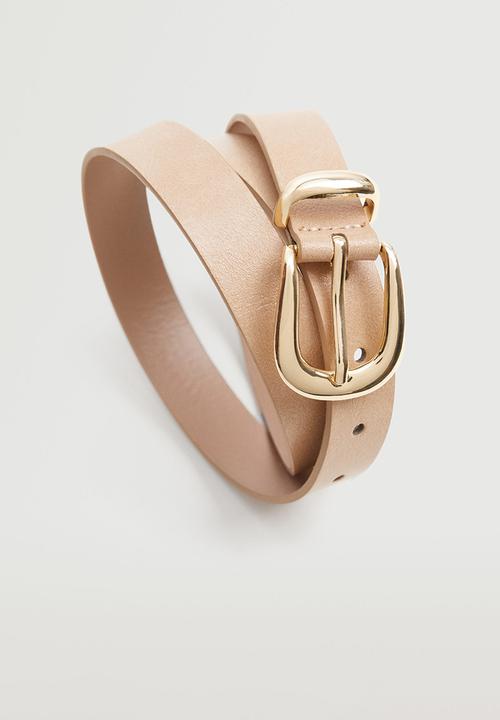 MANGO - Oval buckle belt - ecru