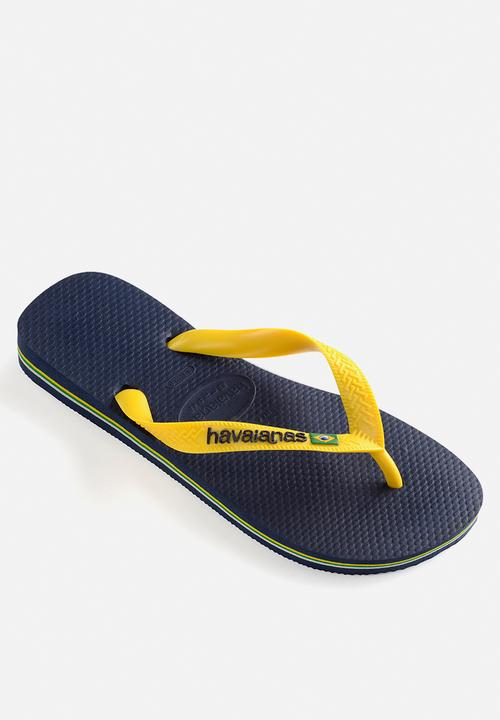 Havaianas - Brazil logo flip flops - navy & yellow