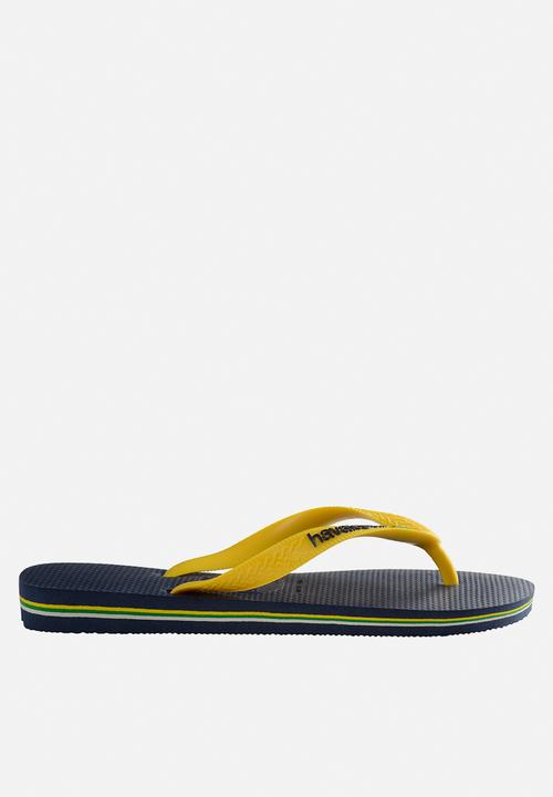 Havaianas - Brazil logo flip flops - navy & yellow