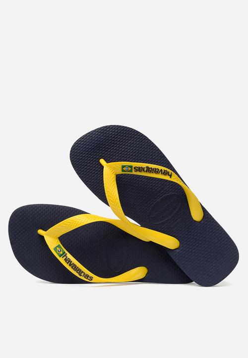 Havaianas - Brazil logo flip flops - navy & yellow