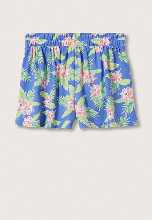 MANGO - Shorts hibiscup - light blue