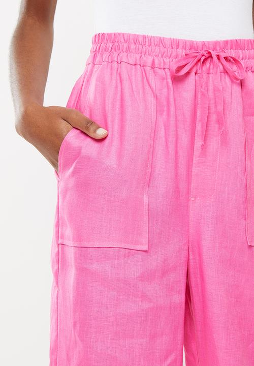 Me&B - Wide leg drawstring pants - hot pink