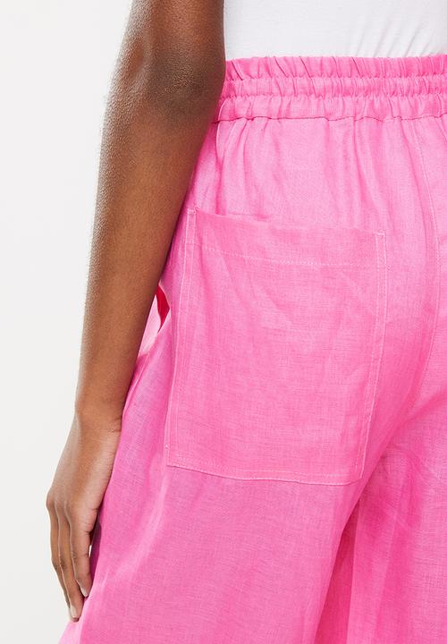 Me&B - Wide leg drawstring pants - hot pink