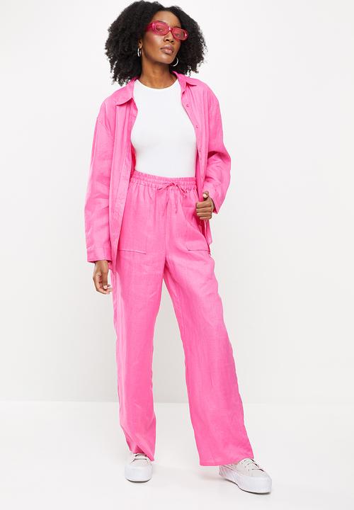 Me&B - Wide leg drawstring pants - hot pink
