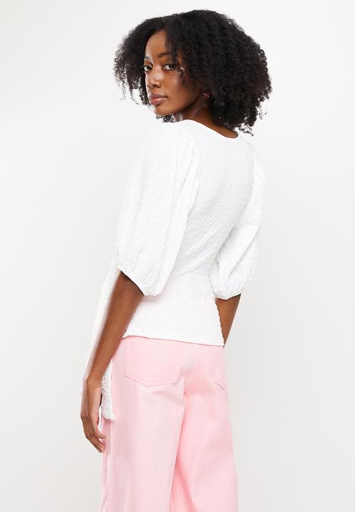 Me&B - Plain wrap top - white