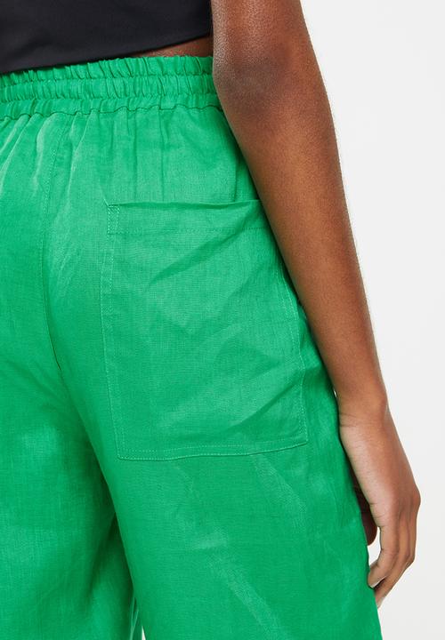 Me&B - Wide leg drawstring pants -  emerald