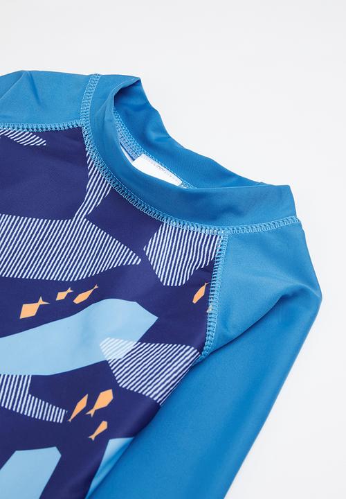 Pop Candy - Boys whale printed long sleeve swim set - blue