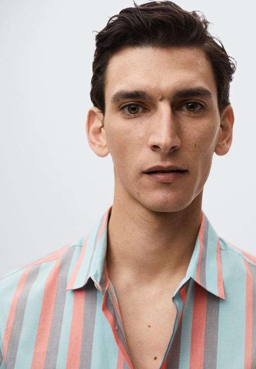 MANGO - Umbria cotton striped shirt - blue