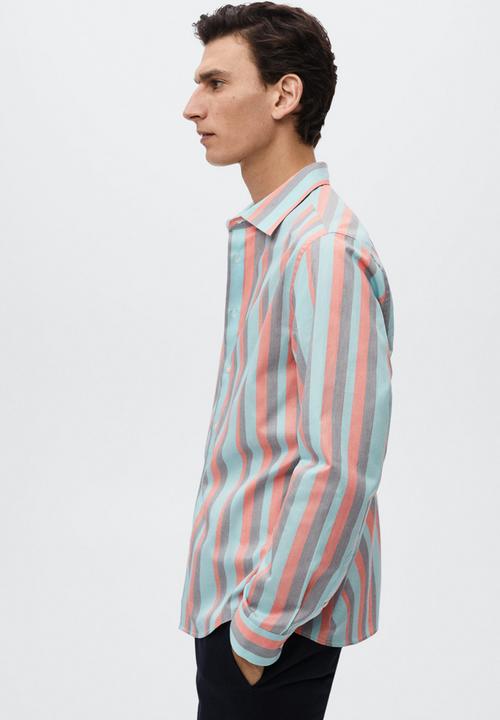 MANGO - Umbria cotton striped shirt - blue