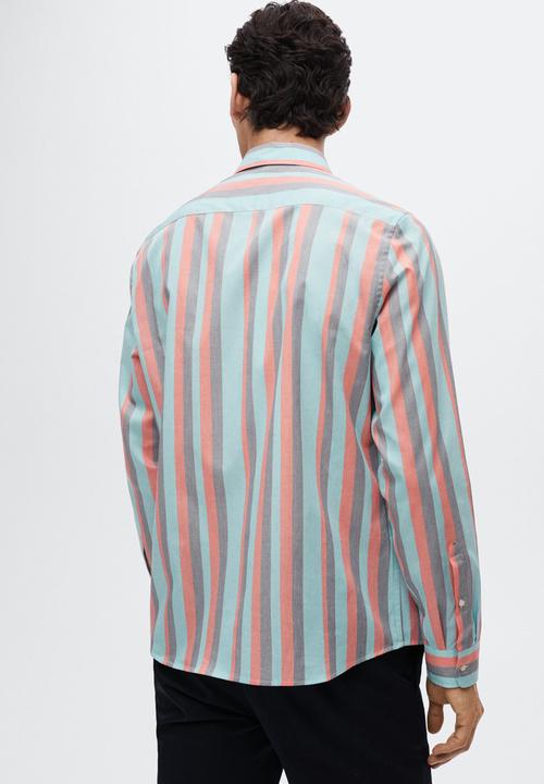 MANGO - Umbria cotton striped shirt - blue